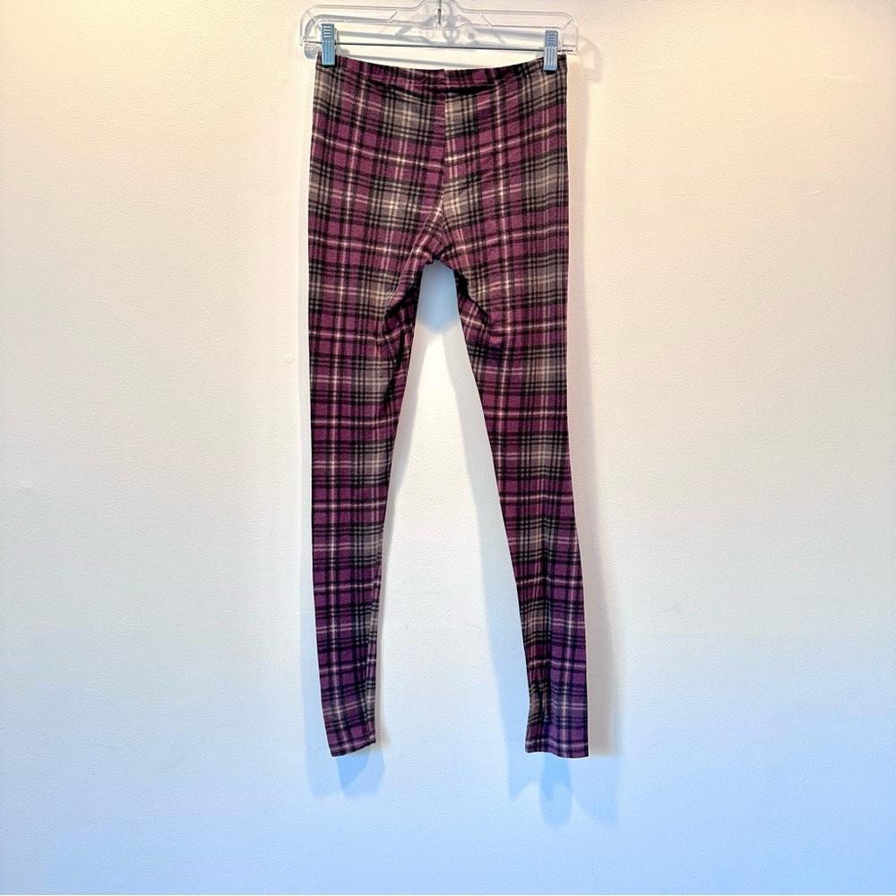 Women's Purple Black Plaid Golfer Leggings, Size S/M